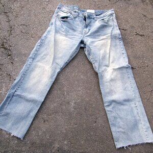 TK Axel Slim Boot Distressed Mens Denim Blue Jeans W36 x L34 Trimmed Legs Work